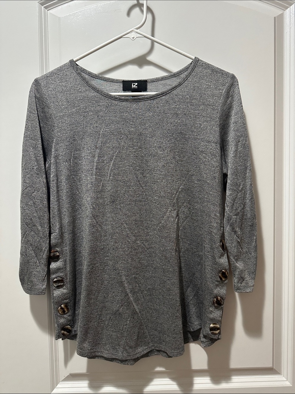 Iz Byer Gray Long Sleeve Shirt with Side Button Detail
